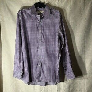 Michael Kors mens checked long sleeve button down shirt size 17 1/2 34-35 euc